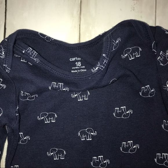 18 month Carter’s blue stripe onesie elephant pant lot - Picture 9 of 12